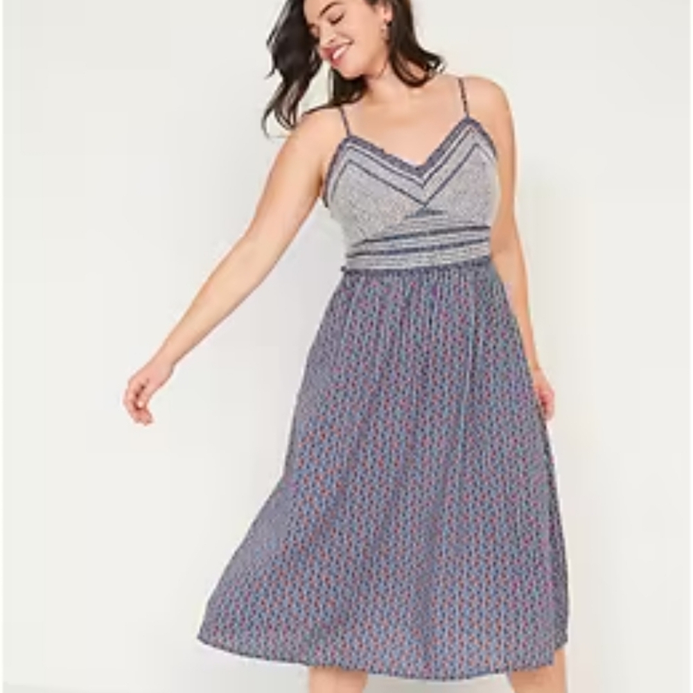 Old Navy Sleeveless Embroidered Bodice Midi Dress size XL